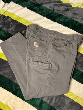 Carhartt Gray Straight-Leg Work Pants with Logo Patch Size. 36x30